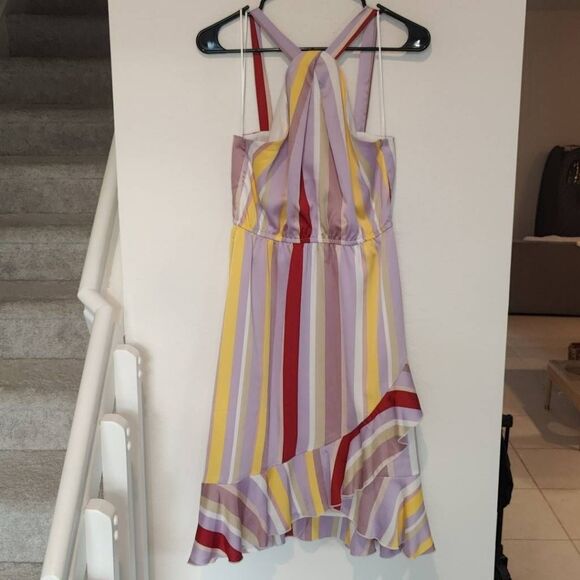 Lucy Paris Dress Womens Size S Multicolored Striped Sleeveless Ruffled Hem Mini - Picture 1 of 6